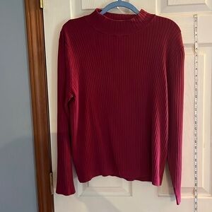 Appleseed’s-size L-burgundy/purple silk blend mock neck pull over ribbed sweater